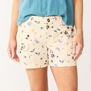 Sonoma Ultra Comfort Waist 5" Inseam Abstract Leaf Sz 6 Womens Utility S…